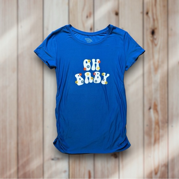 Time and Tru Tops - ✨ Time & Tru Blue Oh Baby 70s Floral Soft Maternity Shirt